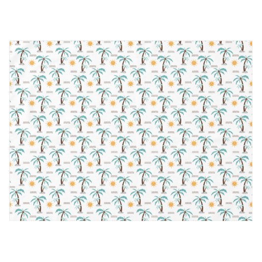 Tropische palm Tree Sunshine Blauwgroen Turquoise Tafelkleed (Voorkant (Horizontaal))