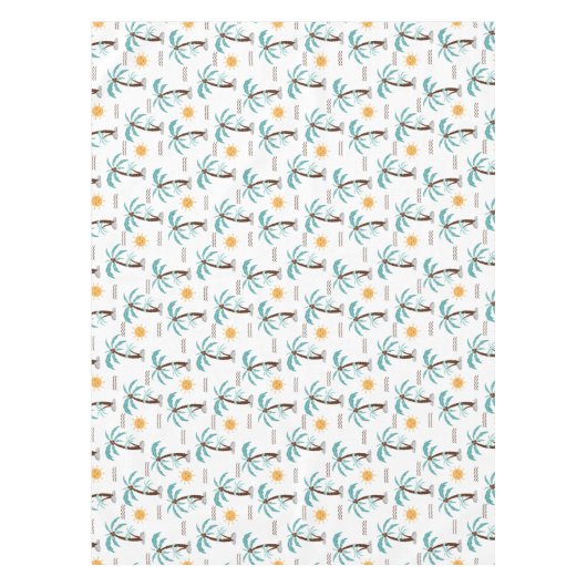 Tropische palm Tree Sunshine Blauwgroen Turquoise Tafelkleed (Voorkant)