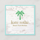 Tropische palm Tree Wood Square Calling Card Contactkaartje (Voorkant)
