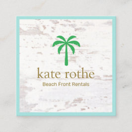 Tropische palm Tree Wood Square Calling Card Contactkaartje