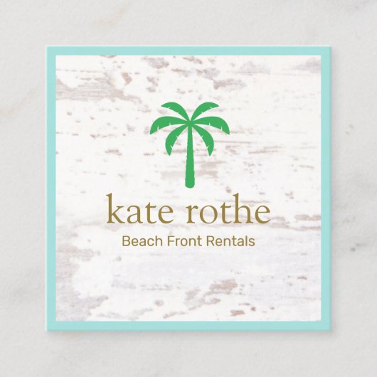 Tropische palm Tree Wood Square Calling Card Contactkaartje (Voorkant)