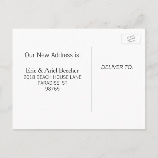 Tropische Palm Trees Beach New Address Notice Aankondigingskaart (Achterkant)