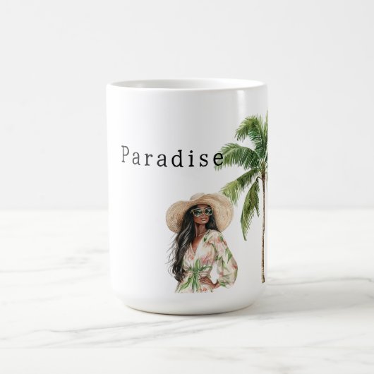 Tropische Palm Trees Beach Vrouw Koffiemok (Center)