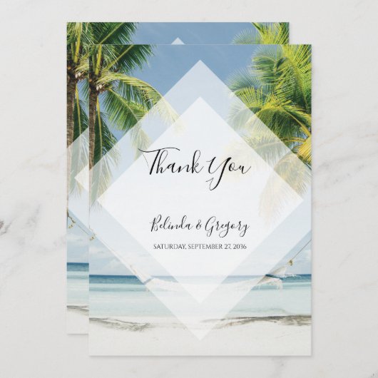 Tropische palm Trees Beach Weddenschap Hartelijk d Bedankkaart (Voorkant / Achterkant)