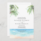 Tropische palm Trees Beach Wedding Invitation Kaart (Voorkant / Achterkant)