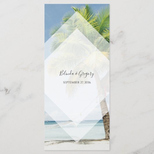 Tropische palm Trees Beach Wedding Menu (Achterkant)
