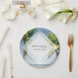 Tropische palm Trees Beach Wedding Papieren Bordje