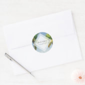 Tropische palm Trees Beach Wedding Ronde Sticker (Envelop)