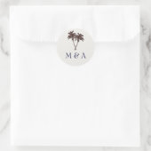 Tropische palm Trees Beach Wedding Stationery Ronde Sticker (Tas)
