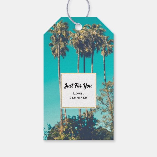 Tropische Palm Trees California Retro Alleen voor  Cadeaulabel (Voorkant)