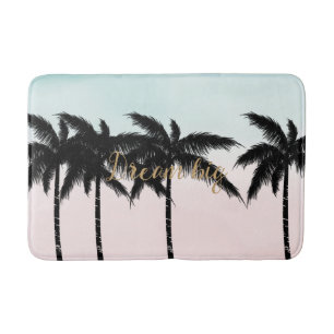 Tropische palm Trees Pink Mint Ombre gouden droom  Badmat