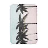 Tropische palm Trees Pink Mint Ombre gouden droom  Badmat (Voorkant Verticaal)
