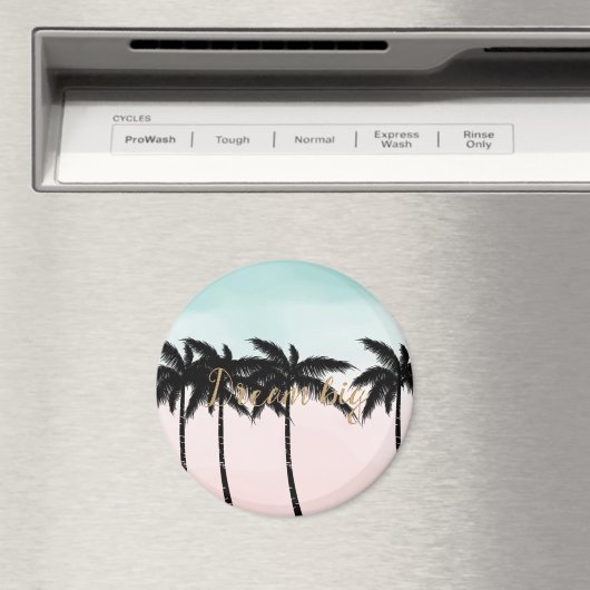 Tropische palm Trees Pink Mint Ombre gouden droom  Magneet (Insitu (Vaatwasser))