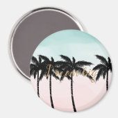 Tropische palm Trees Pink Mint Ombre gouden droom Magneet (Voorkant / Achterkant)