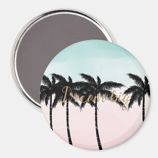 Tropische palm Trees Pink Mint Ombre gouden droom Magneet (Voorkant / Achterkant)