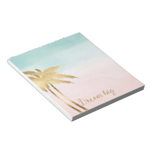 Tropische palm Trees Pink Mint Ombre gouden droom  Notitieblok