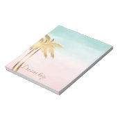 Tropische palm Trees Pink Mint Ombre gouden droom Notitieblok (Linkerzijde)
