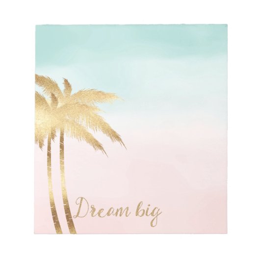 Tropische palm Trees Pink Mint Ombre gouden droom  Notitieblok (Voorkant)