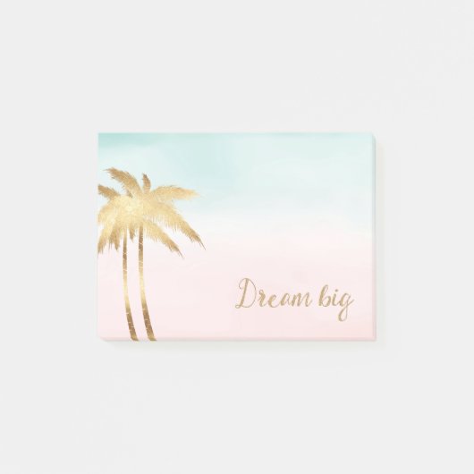 Tropische palm Trees Pink Mint Ombre gouden droom  Post-it® Notes (Voorkant)