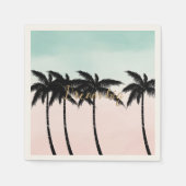 Tropische palm Trees Pink Mint Ombre gouden droom  Servet (Voorkant)