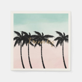Tropische palm Trees Pink Mint Ombre gouden droom  Servet