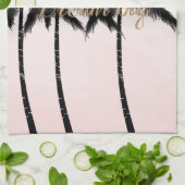 Tropische palm Trees Pink Mint Ombre gouden droom Theedoek (Gevouwen)