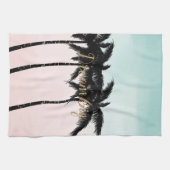 Tropische palm Trees Pink Mint Ombre gouden droom Theedoek (Horizontaal)