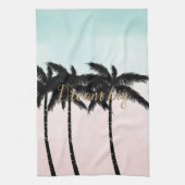 Tropische palm Trees Pink Mint Ombre gouden droom Theedoek (Verticaal)