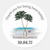 Tropische palm Trees Round Wedding Sticker (Voorkant)