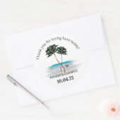 Tropische palm Trees Round Wedding Sticker (Envelop)