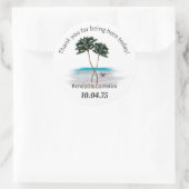 Tropische palm Trees Round Wedding Sticker (Tas)
