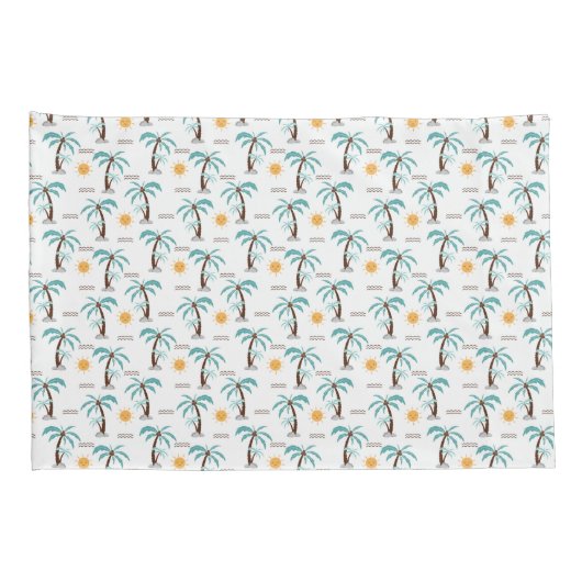 Tropische palm Trees Sunshine Yellow Blauwgroen Tu Kussensloop (Achterkant-Rechts)