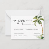 Tropische palm Trees Wedding RSVP Kaart Notitiekaartje (Voorkant)