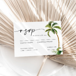 Tropische palm Trees Wedding RSVP Kaart Notitiekaartje