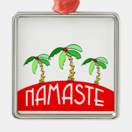 Tropische palm Trees Yoga Namaste Kerstmis Metalen Ornament