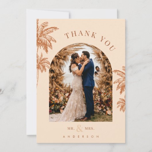 Tropische Palm Trees Zand Strand Bestemming Bruilo Bedankkaart (Voorkant)