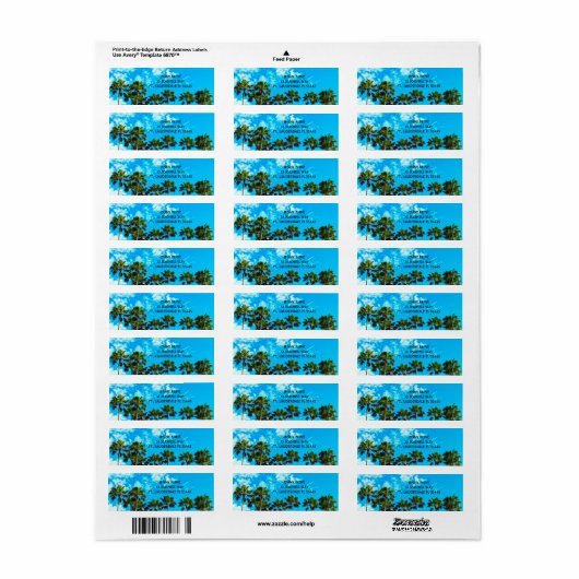 TROPISCHE PALM TREKKEN het Etiket van het Adres va (Full Sheet)