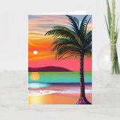 Tropische Palm Tres en Sunset Theme Verjaardag Kaart (Voorkant)