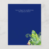 Tropische Palm Trouwkaarten Fuchsia Ginger Navy (Achterkant)