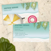 Tropische Palm verlaat Blue Ocean Beach reisagent Visitekaartje