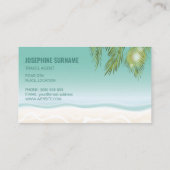 Tropische Palm verlaat Blue Ocean Beach reisagent Visitekaartje (Achterkant)
