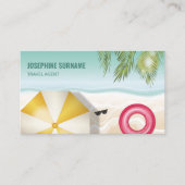Tropische Palm verlaat Blue Ocean Beach reisagent Visitekaartje (Voorkant)