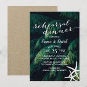 Tropische palm verlaat zeester bruiloft repetitie kaart (Voorkant / Achterkant)