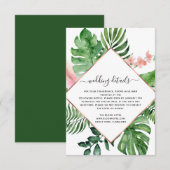 Tropische Palm Watercolor Geometrische Trouwdetail Kaart (Voorkant / Achterkant)