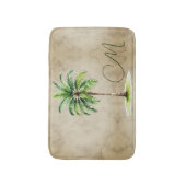 Tropische palm Waterverf boom Monogram Elegant Badmat (Voorkant Verticaal)