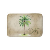 Tropische palm Waterverf boom Monogram Elegant Badmat (Voorkant)