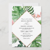 Tropische Palm Waterverf Budget QR Code Bruiloft Kaart (Voorkant)