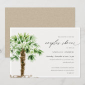 Tropische palm Waterverf Couples Shower Invite Bedankkaart (Voorkant / Achterkant)