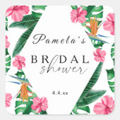 Tropische Palm Waterverf geometrisch Vrijgezellenf Vierkante Sticker (Voorkant)