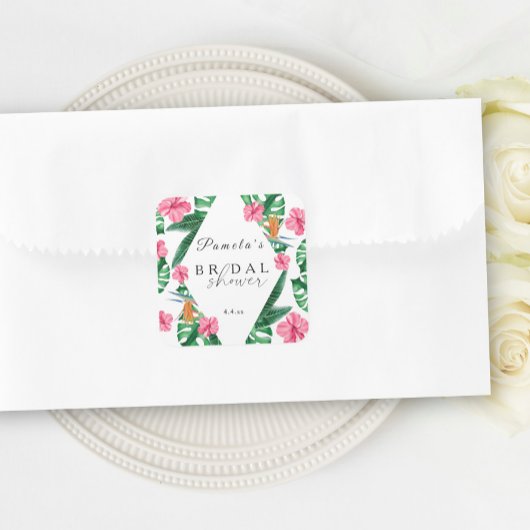 Tropische Palm Waterverf geometrisch Vrijgezellenf Vierkante Sticker